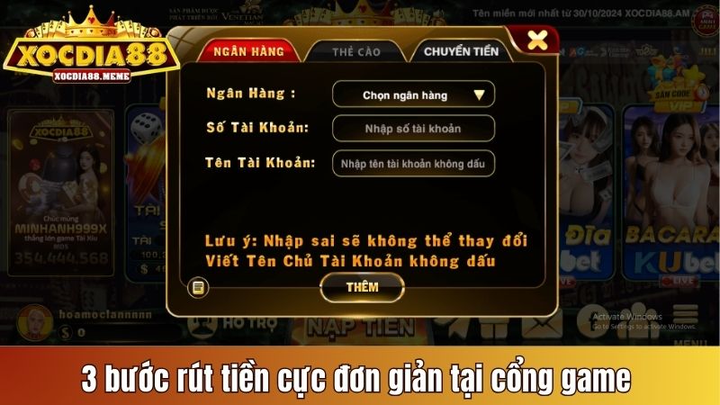 3 bước rút tiền cực đơn giản tại cổng game