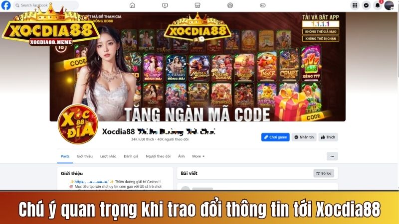 Chú ý quan trọng khi trao đổi thông tin tới Xocdia88