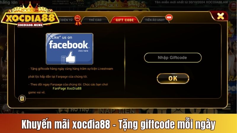 Khuyến mãi Xocdia88 - Tặng giftcode may mắn mỗi ngày