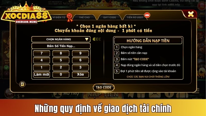 Những quy định về giao dịch tài chính