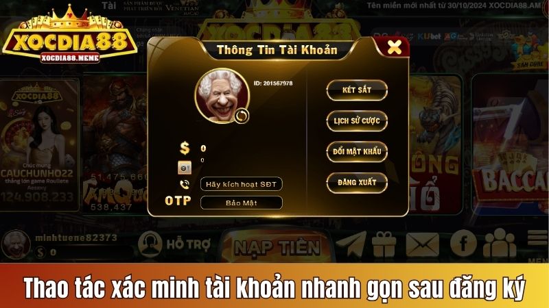 Thao tác xác minh tài khoản nhanh gọn sau đăng ký